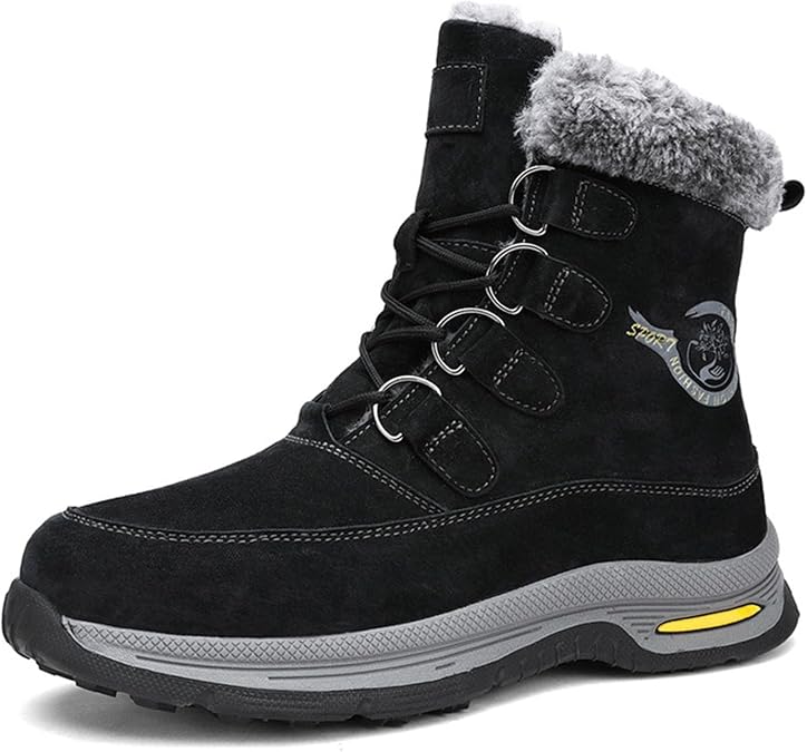 Myallfeet Men's High Top Waterproof And Warm Snow Boots Winter Fashion Suede Anti slip, Thermal Insulation, Durable Winter Boots Thick Sole Waterproof And Thickened Hiking Boots