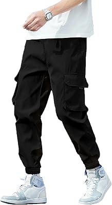 HOTake Mens Stretch Cotton Cargo Pants Elastic Waist Cargo Joggers