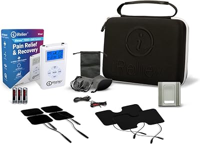 iReliev TENS Unit Muscle Stimulator Combination with Premium Carry Case - TENS for Pain Relief & Arthritis - EMS for Muscle Strength, Recovery, Relaxation - Back, Shoulder, Abdomen, Leg, Knee, More