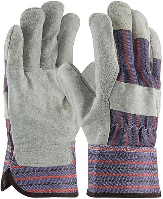 PIP 85-7500 Economy Grade Shoulder Split Cowhide Leather Palm Glove with Fabric Back - Starched Safety Cuff - 12 Pairs