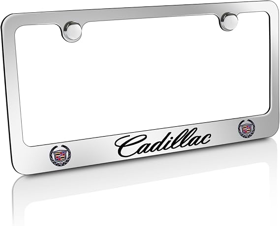 Cadillac Workmark License Plate Frame Holder (2 Hole/Metal, Chrome/Wide)