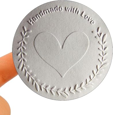 100x Embossed Made with Love Sticker Handmade Sticker Made with Love Label Handmade Label Shop Stickers Homemade Gifts Happy Mail Package Stickers Small Business Labels