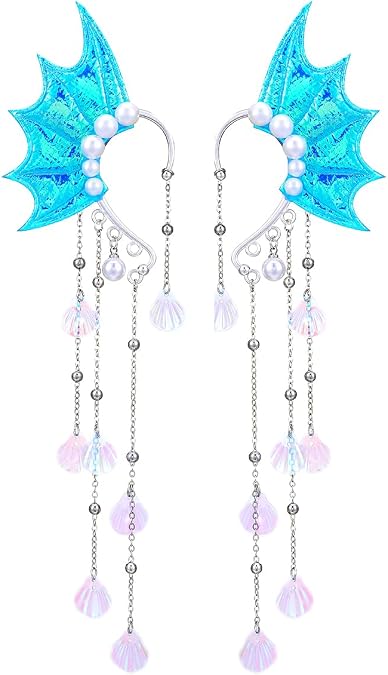 Party Fairy Elf Ear Cuffs,Pearl Tassel Elven Wrap Clip-On Earrings, Non Piercing Earrings For Women,Halloween Christmas Cosplay Accessories