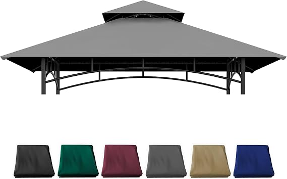 Grill Gazebo Replacement Cover 5FT x 8FT Canopy Top Compatible with Grill Gazebo Frame Model L-GZ238PST-11MS1208404301(Gray)