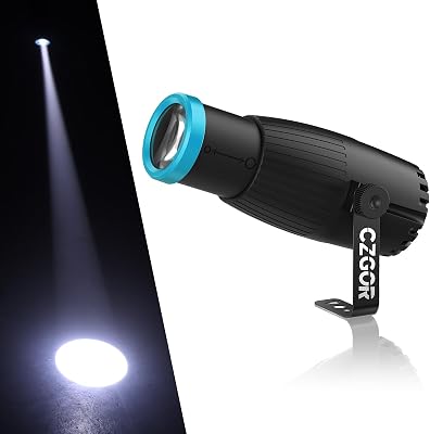Pinspot Light, Czgor 12W Cold White LED Pin Spot Lights, Super Bright Manual Focus Disco Ball Spotlight, Stage Lighting for Mirror Ball DJ Disco Party Club Bar Wedding No Remote Control