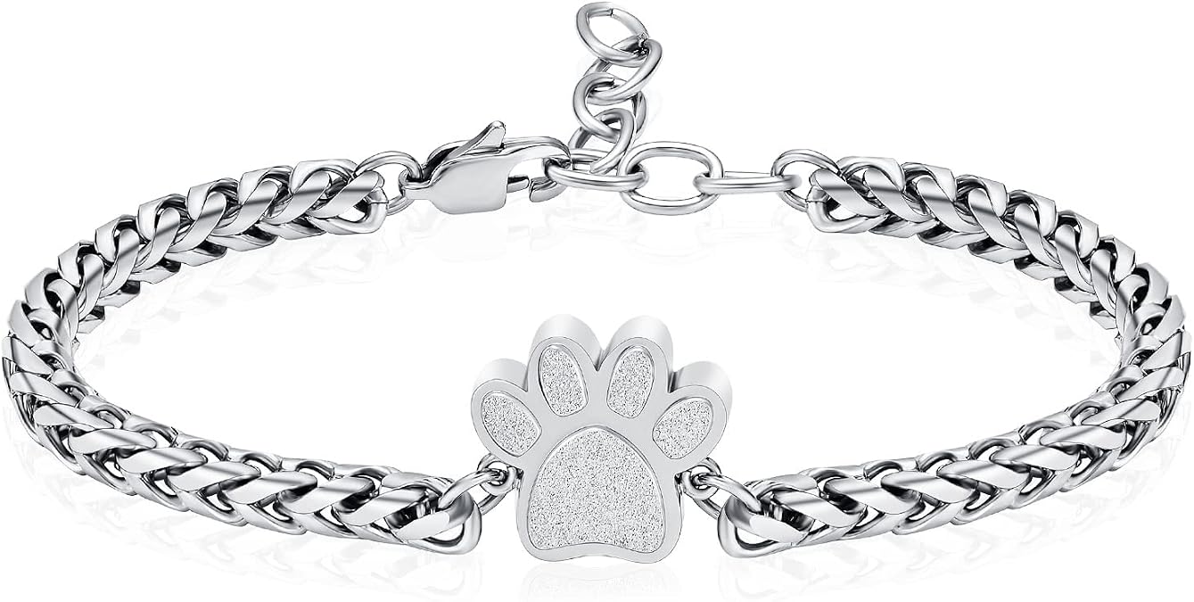 Urn for Ashes Bracelet, Dog/Cat Paw Print Bracelets Cremation Jewelry for Ashes Cute Animals Adjustable Memorial Keepsake Cremation Bracelets Jewelry Gifts for Women