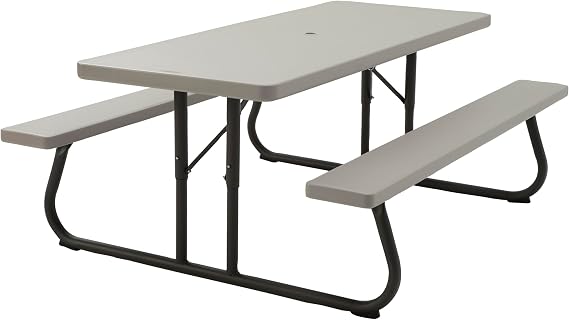 LIFETIME 6Foot Folding Picnic Table, Outdoor Portable Bench Seating for 8, UVProtected HDPE, PowderCoated Steel Frame, StainResistant, Folds Flat for Storage
