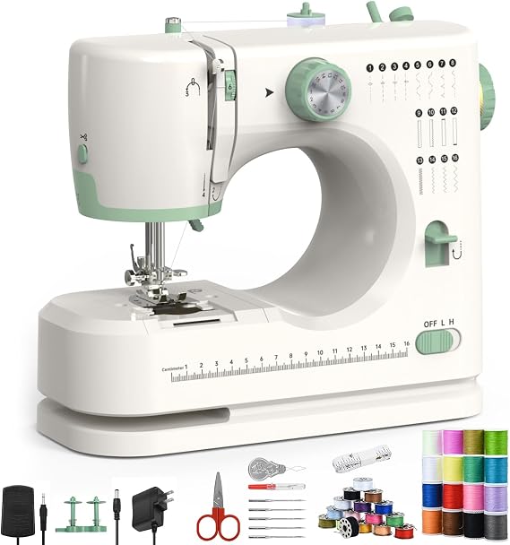 Sewing Machine for Beginners,16 Strings of Weaving Dreams Sewing Machine for Adults,Double Needle Portable Sewing Machine,Adjustable Sewing Speed,Foot Pedal,Easy-to-Use Sewing Machine.