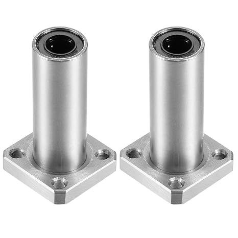 sourcing map LMK8UU Extra Long Square Flange Linear Ball Bearings, 8mm Bore Dia, 15mm OD, 45mm Length(Pack of 2)