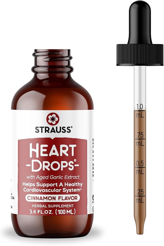Strauss Naturals Heart Drops, Aged Garlic Extract, Cinnamon, 100ml