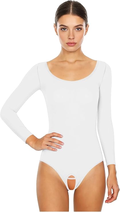 Womens Sexy Open Crotch High Cut Thong Bodysuit Swimsuit Hollow-Out Glossy Leotard Nightwear