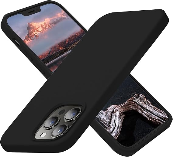 Cordking Designed for iPhone 13 Pro Case, Silicone Ultra Slim Shockproof Protective Phone Case with [Soft Anti-Scratch Microfiber Lining], 6.1 inch, Black