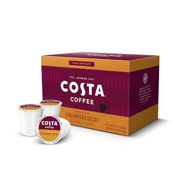 Costa Coffee Pods Colombian Decaf, Signature Blend, 10 Count