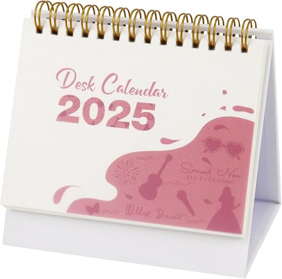 Koqye 2025 Desk Calendar,Standing Flip Desktop Calendar for Planning Organizing Daily Scheduler, Small Calendar from July 2024 to Dec 2025 for Home Office School (Pink)