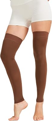 NURCOM 15-20 mmHg Compression Stockings for Women & Men, Footless Thigh High Compression Sleeves with Dot Silicone Band, Graduated Support Pressure Stockings-Ideal for Athletic, Medical, Travel Use