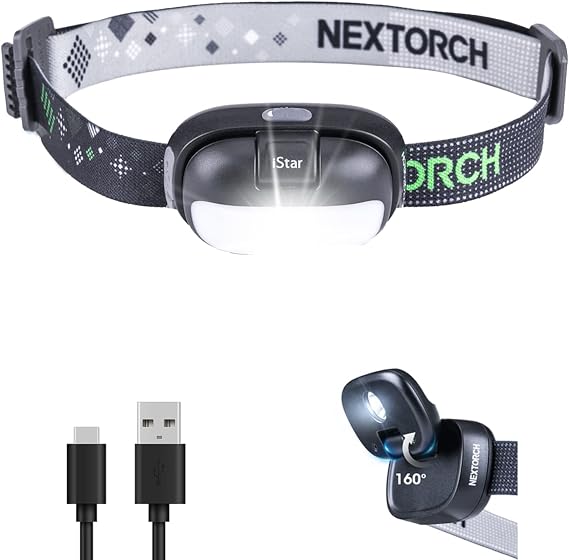 NEXTORCH LED Headlamp Rechargeable 450 Lumens White Red Lighting Compact Lightweight Head Lights for Outdoor Camping Hiking Climbing