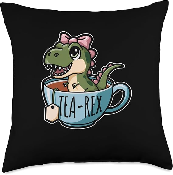 Tea-Rex Cute T-Rex Dinosaur Kawaii Dino Throw Pillow