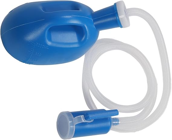 2000ml Urinal Bottle, Portable Long Tube Urinals for Hospital Incontinence, Large Capacity Spill Proof Urine Bottle for Bedridden Patients Elderly Travel Car Truckers, Blue (Men Urinal Bottle)