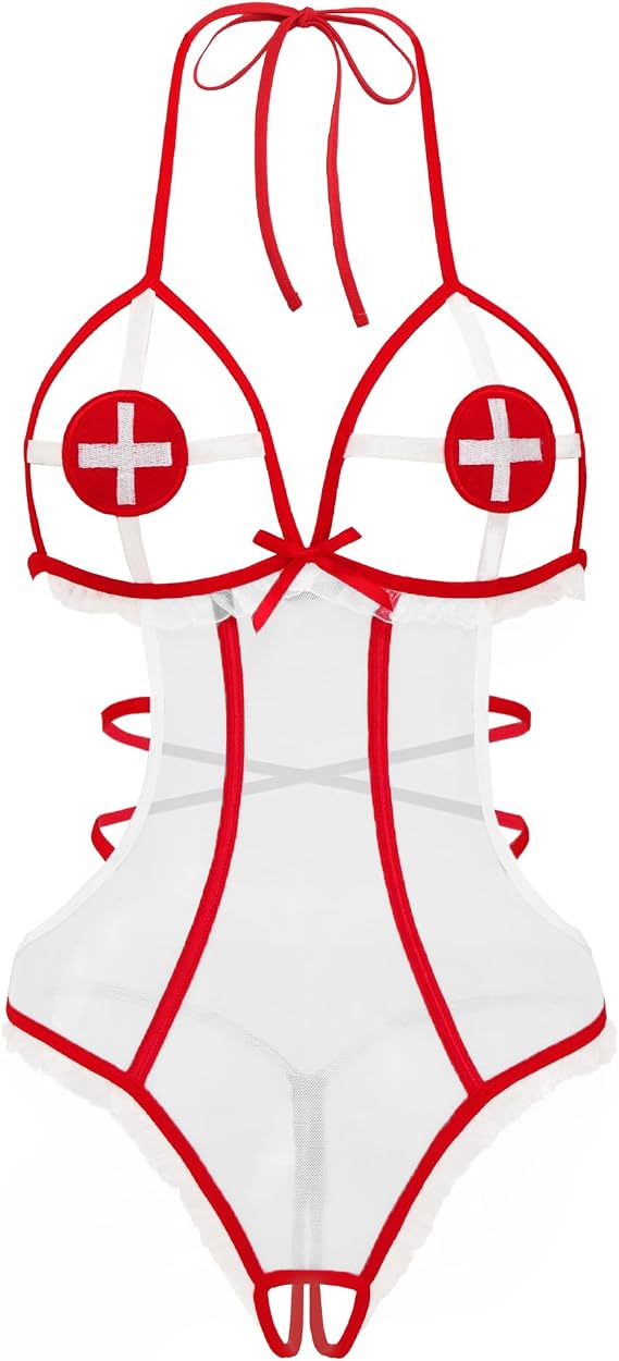 Avidlove Sexy Lingerie for Women Naughty Roleplay Lingerie Bodysuit Nurse Cosplay Outfits Nurse Costume