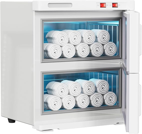 32L Hot Towel Warmer Cabinet, Large Professional Towel Heater - White | Rust Resistant, Stainless Steel Racks, Large Capacity, Towel Warmer for Spa Massage Salon Home