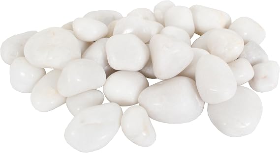 2 Pounds Decorative Stones, Rocks, Natural Polished Smooth Surfaces for Aquarium, Vases, Flower Bed and Landscaping Mixed Pebbles (White)