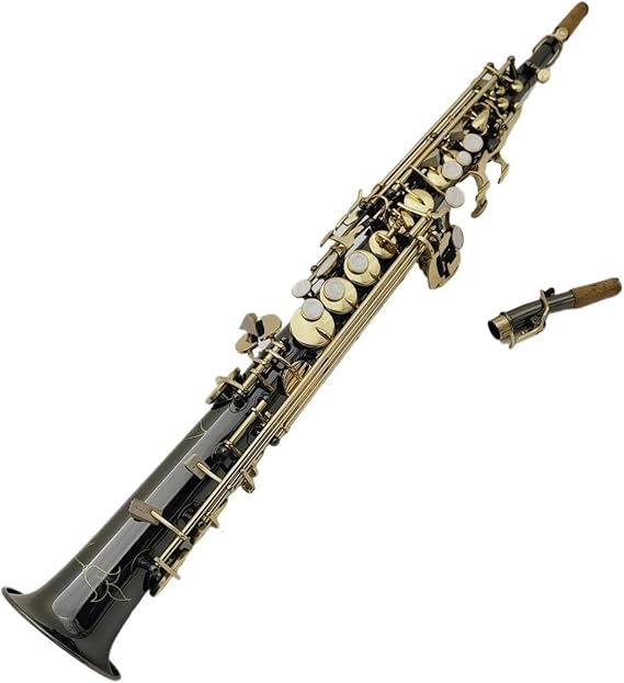 Professional Saxophone Black Treble Saxophone B-flat Nickel-plated Shell Button Brass Professional Saxophone Woodwind(Bag B)