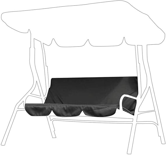 Outdoor Swing 3 Seater Swing Chair Waterproof Swing Seat Pads Replacement for Patio Garden Yard(Black).