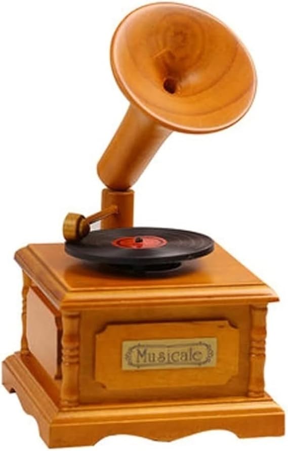 Musical Box Music Case Retro Gramophone Music Box Wooden Sky City Music Box Creative Birthday Family Bookstore Cafe Decoration Gifts