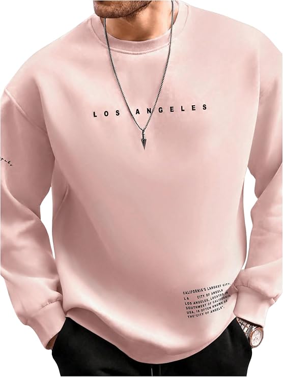 GORGLITTER Men's Bear Print Long Sleeve Sweatshirt Crewneck Casual Pullover Top