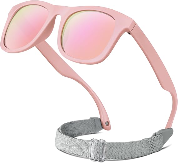 RIVBOS Baby Sunglasses Polarized UV400 TPE with Strap for Infants RBK0231