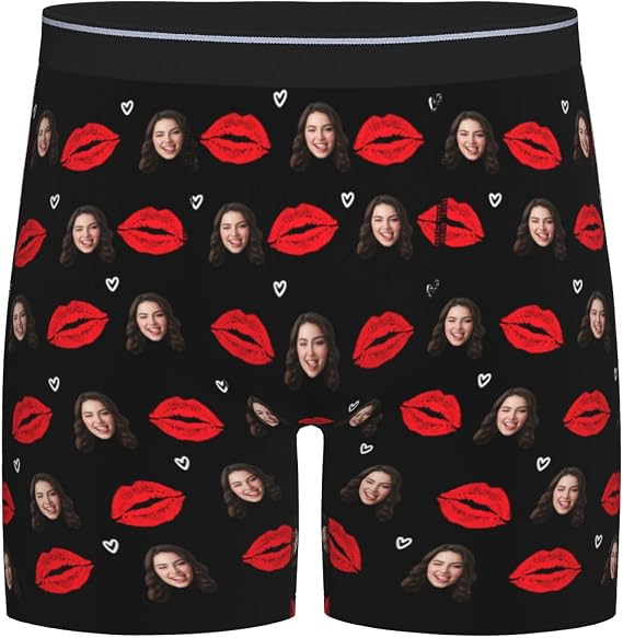 Custom Underwear Custom Boxers for Men with Face I Love My Girlfriend Boxer Briefs Underpants Printed with Photo as Gift