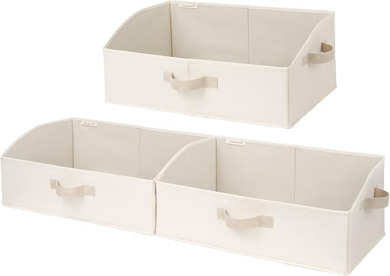 StorageWorks Closet Storage Bins Trapezoid, Beige, Large, 3-Pack