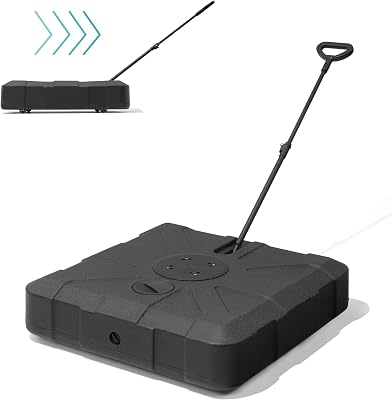 Outdoor Cantilever Umbrella Base with Wheels, 350 lbs Offset Patio Umbrella Stand, Water & Sand Filled Umbrella Weighted Base,Black
