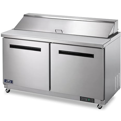 Arctic Air AMT60R 61.25 Inch Two Door Mega Top Refrigerated Sandwich/Salad Prep Table With Refrigerated Base, 115v, Stainless Steel