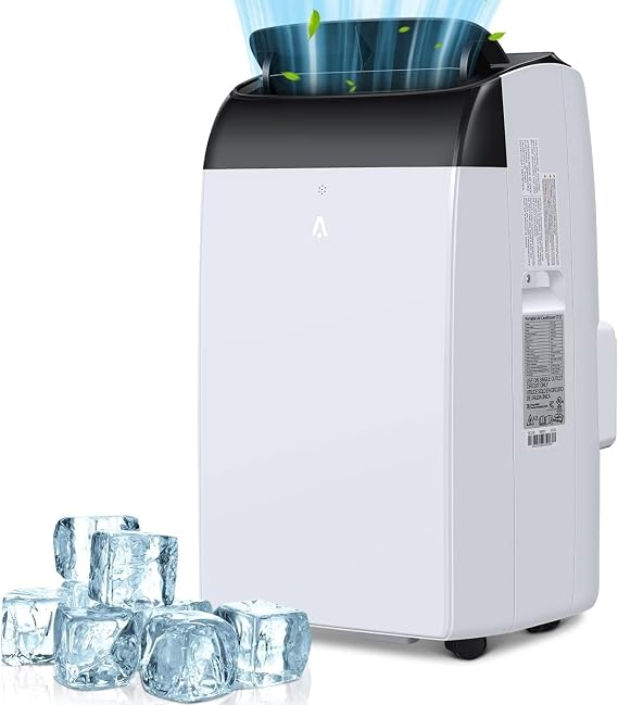 12000 BTUs Portable Air Conditioner with Cooling Area up to 650 Sq. Ft. with 3-in-1 Cooling, Dehumidification, Fan Mode with Remote Control & Window Kit, Follow Me Function, For Garage, Bedroom