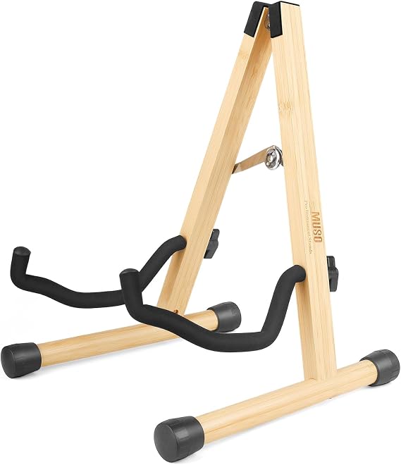 MUSO Guitar Stand,Acoustic Guitar Stand,Classical Electric Guitar Stand,Wood Foldable Bass Guitar Stand,Guitar Accessories also fit Bass,Violin,Ukulele