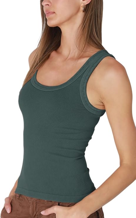 NIKIBIKI Women Seamless Vintage Reversible Ribbed Tank Top, Made in U.S.A