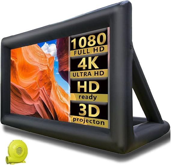 26ft Outdoor Inflatable Movie Screen, Blow Up Projector Screen with Air Blower, Tie-Downs, Repair Kit & Storage Bags, Support Front & Rear Projection Best for Movie Nights Backyards Pool Party