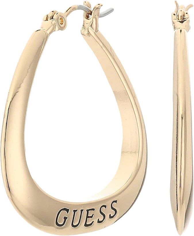 GUESS Basic Small Oval Logo Hoop Earrings