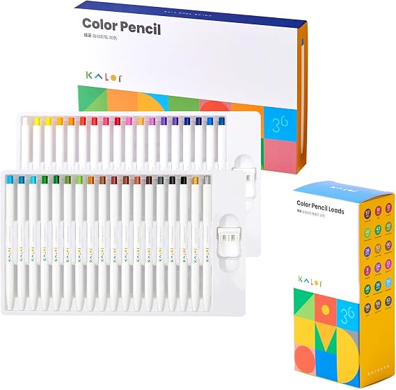 Kaco KALOR 36 Premium Color Mechanical Pencil Set with Pencil Refills, 36 Color Set, 72 Pieces