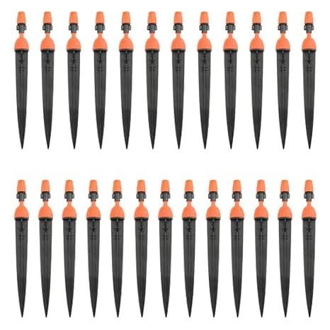 50Pcs(25Pairs) 360 Degree Adjustable Misting Drippers Atomizing Connector Spray Misting Dripped Closed Integral Emitter Nozzle Sprinkler Irrigation System