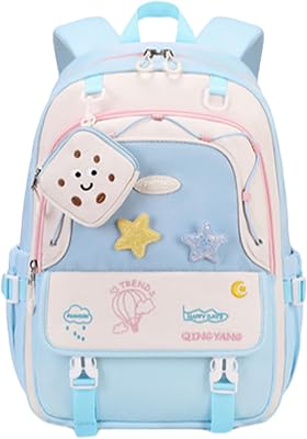 Girls Backpack Cute Star Bookbag for Elementary Middle School Kids Teens Kawaii Book Bag Preppy Y2k Aesthetic Back Pack 6-8 8-10 10-12 Blue
