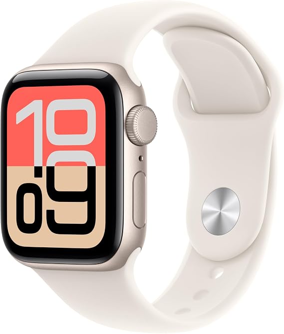 Apple Watch SE 3 GPS 40mm Smartwatch with Starlight Aluminium Case with Starlight Sport Band S/M. Fitness and Sleep Trackers, Heart Rate Monitor, Always-On Display, Water Resistant