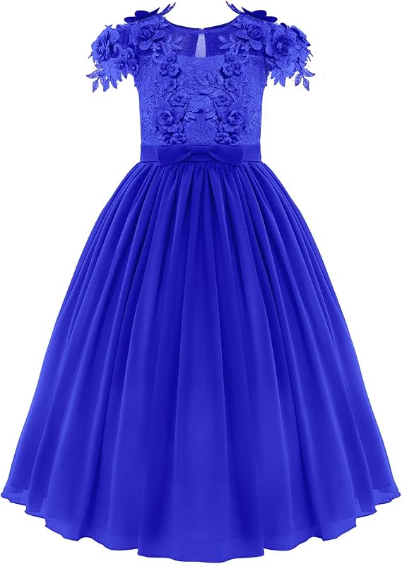Flower Girl Chiffon A-line Dresses Wedding Junior Bridesmaid Party Princess Pageant Communion Maxi Gowns with Belt