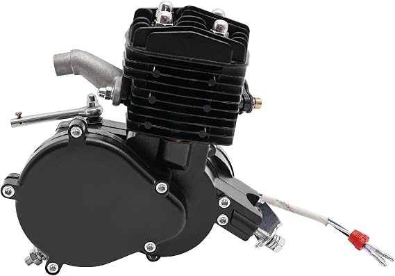 2-Stroke Bicycle Engine, 80CC 1.65HP Petrol Gas Engine Bike Motor Kit Motorized Bicycle Single Cylinder Engine Aluminum CDI Mixed Oil, 2L Fuel Tank 5500RPM Speed for Most 26-28" Wheeled Bikes