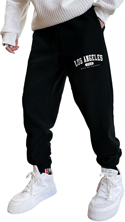 COZYEASE Men's Plaid Letter Print Sweatpants Drawstring Waist Tie Front Jogger Pants with Pocket