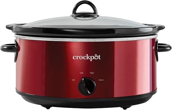 Crock-Pot Large 7 Quart Capacity Versatile Electric Food Slow Cooker Home Cooking Kitchen Appliance with Removable Ceramic Bowl, Red