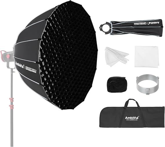 Ambitful 35.4"/90cm Octagonal Softbox, Bowens Mount with 2 Diffusers & Grid