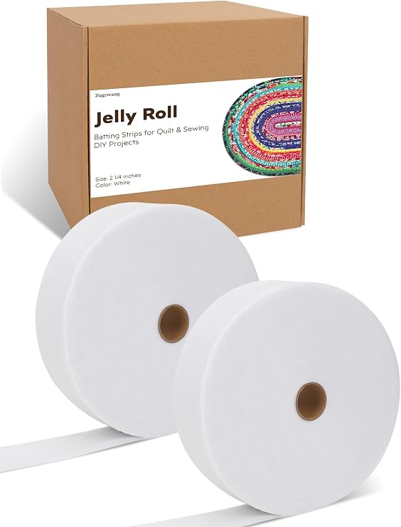 2 Roll Jelly Roll Fabrics for Quilting, 100 Yards 2 1/4 Inch Cotton Blend Batting for Jelly Roll Rugs, Throw Rugs, Braided Rug, Purses (100 Yards - 2 1/4 Inch)