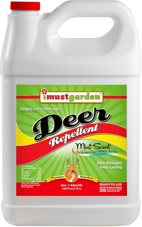 I Must Garden Deer Repellent: Powerful All-Natural Protection, 1 Gal Mint | Safe for Plants, Pets & Pollinators - Pleasant Scent - More Active Ingredients for Longer-Lasting Control